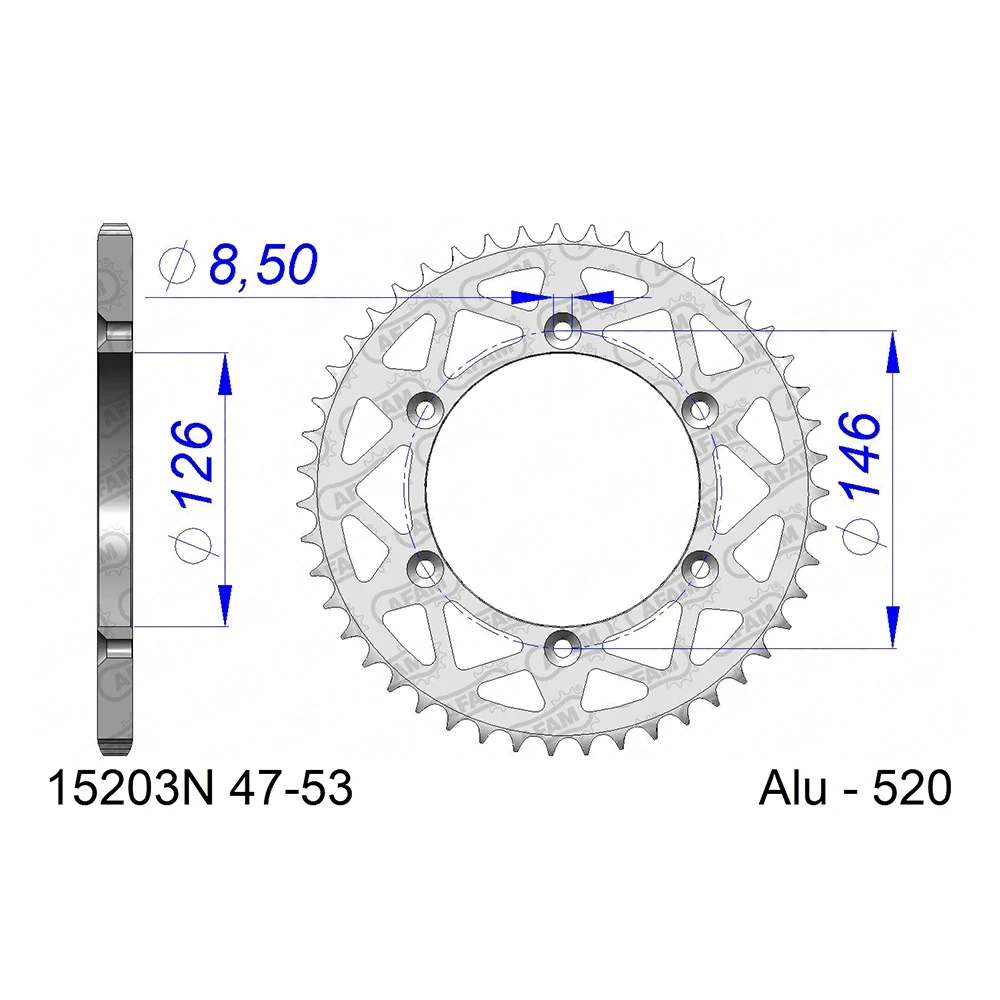 Couronne AFAM Suzuki cross alu 520/47D argentée