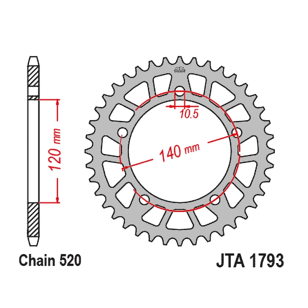 Couronne JT Suzuki alu 520/44D noire