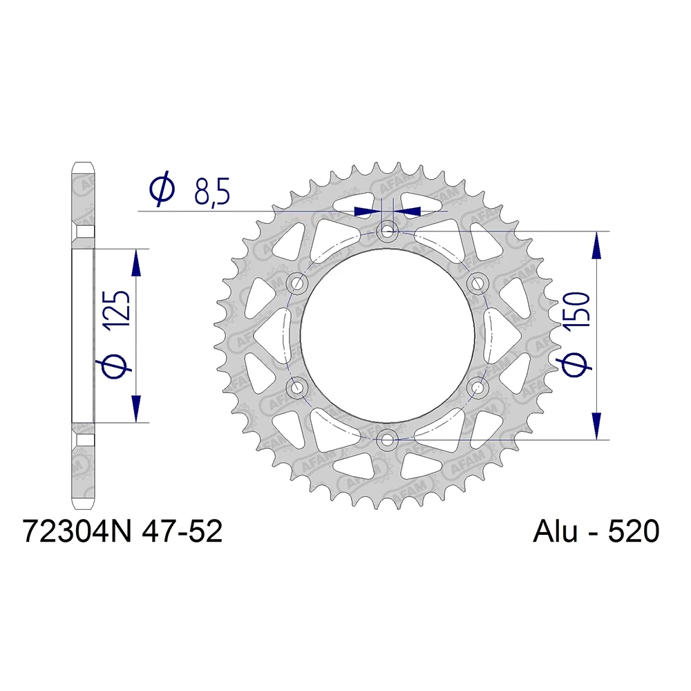 Couronne AFAM KTM alu 520/48D noire
