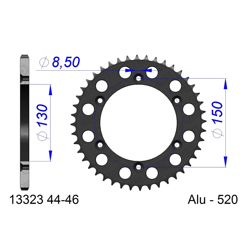 Couronne AFAM Yamaha alu 520/45D bronzée
