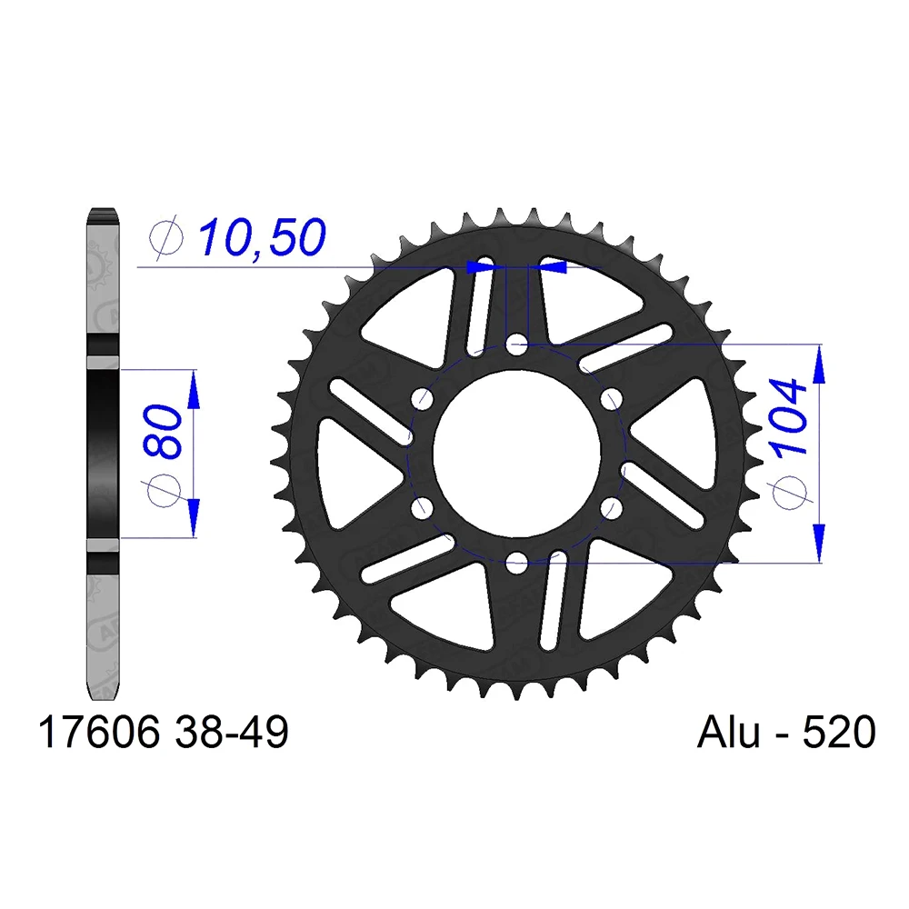 Couronne AFAM Kawasaki alu 520/40D bronzée