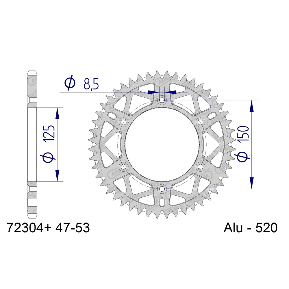 Couronne AFAM KTM alu 520/51D