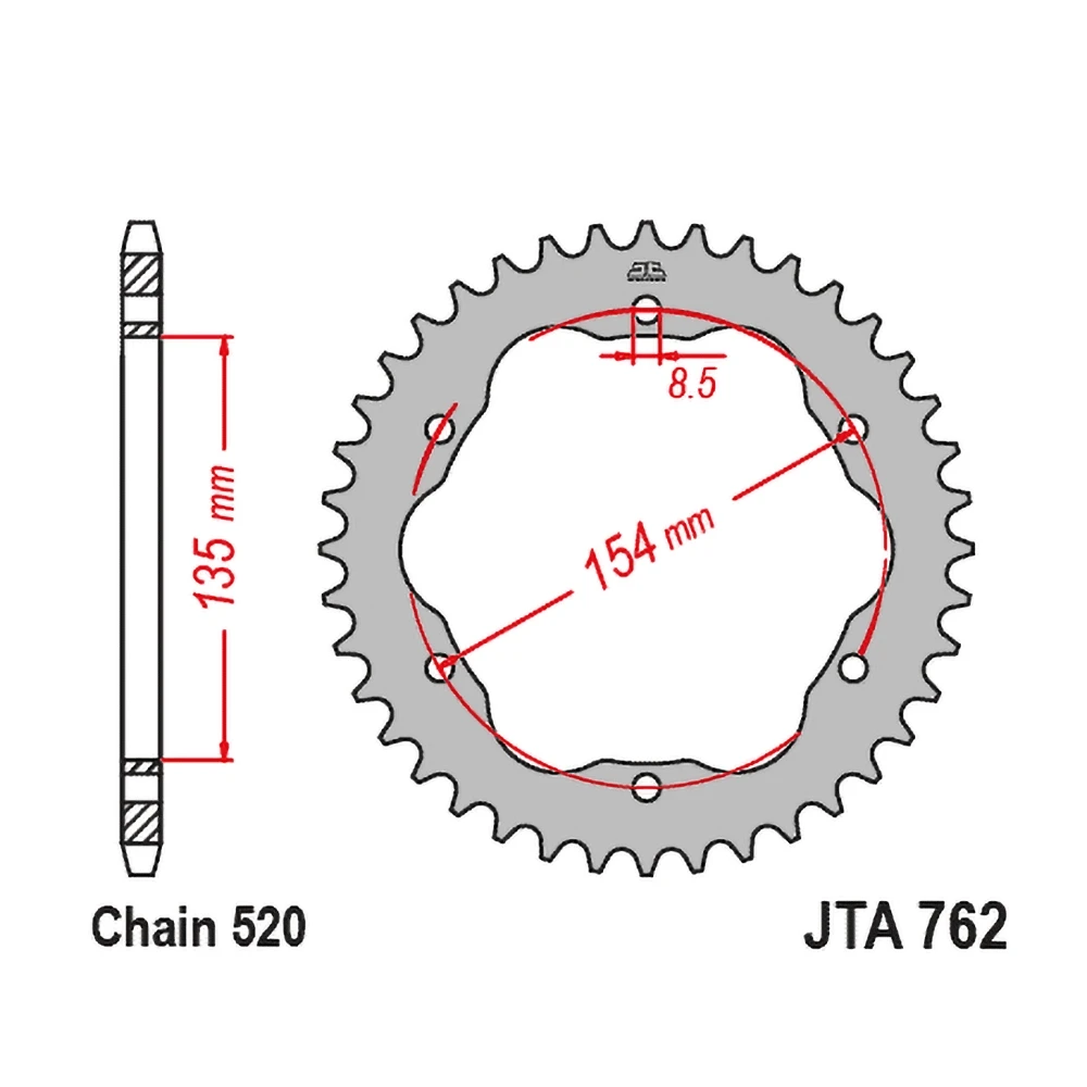 Couronne Ducati adaptateur alu 520/42D