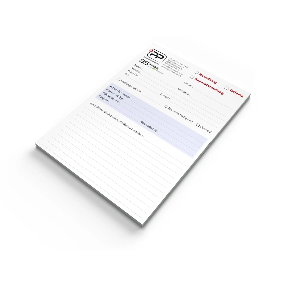 Bloc de travail pour atelier PP passion parts AG 50 feuilles allemand