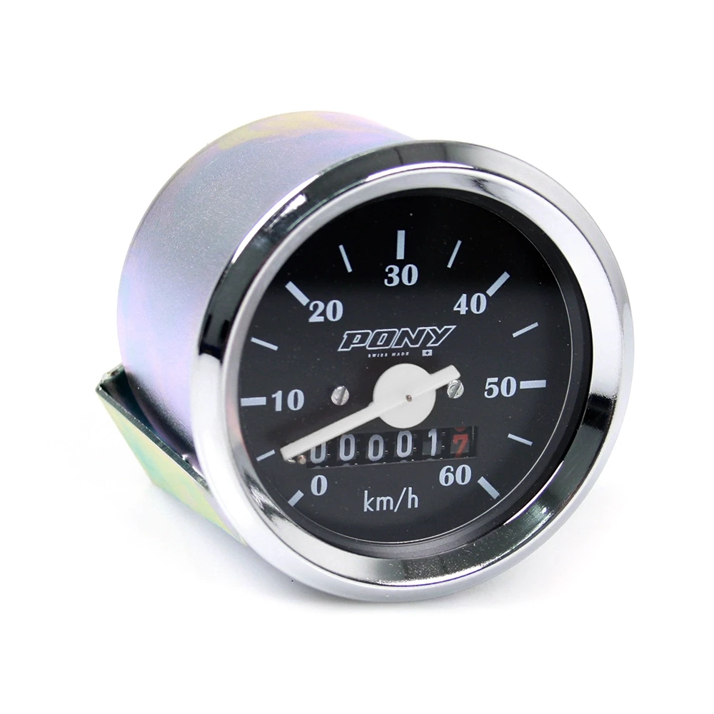 Compteur 60 km/h, Ø60mm avec logo Pony pour Pony GTX,raccord VDO