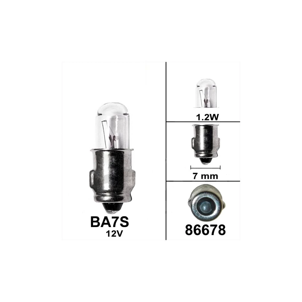 Ampoule blanche BA7s 12V 1.2W (1pce) éclairage compteur