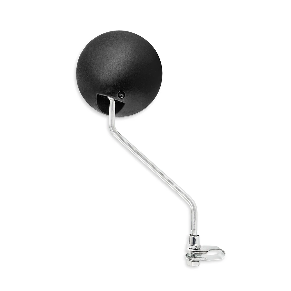 Rétroviseur rond noir tige chromée (1 pièce)