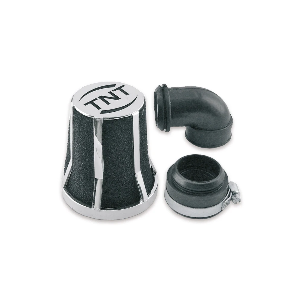 Filtre à air TNT droit 28-32 mm 90° chromé