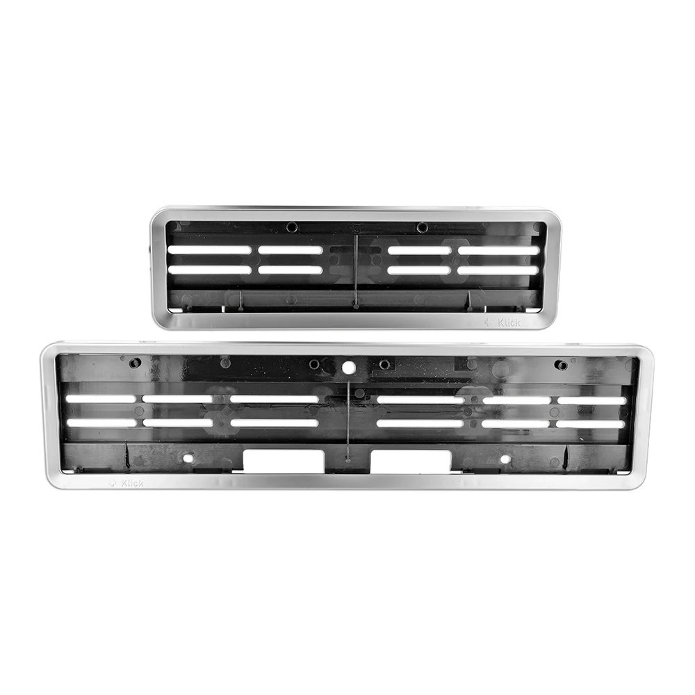 Support de plaque SWISS KLICK format long chromé mat