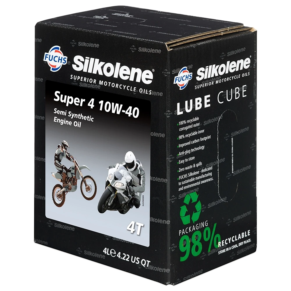 Huile moteur 4T 10W-40 Silkolene Super 4 semi-synthétique 4 L Cube