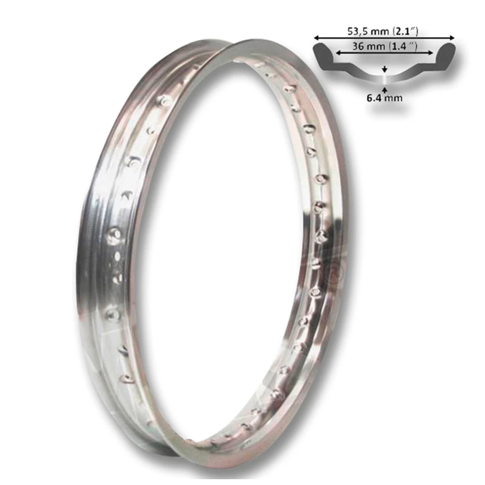 Jante 16x1.4 pouces (51mm) 36 trous à 6.5mm, chromée