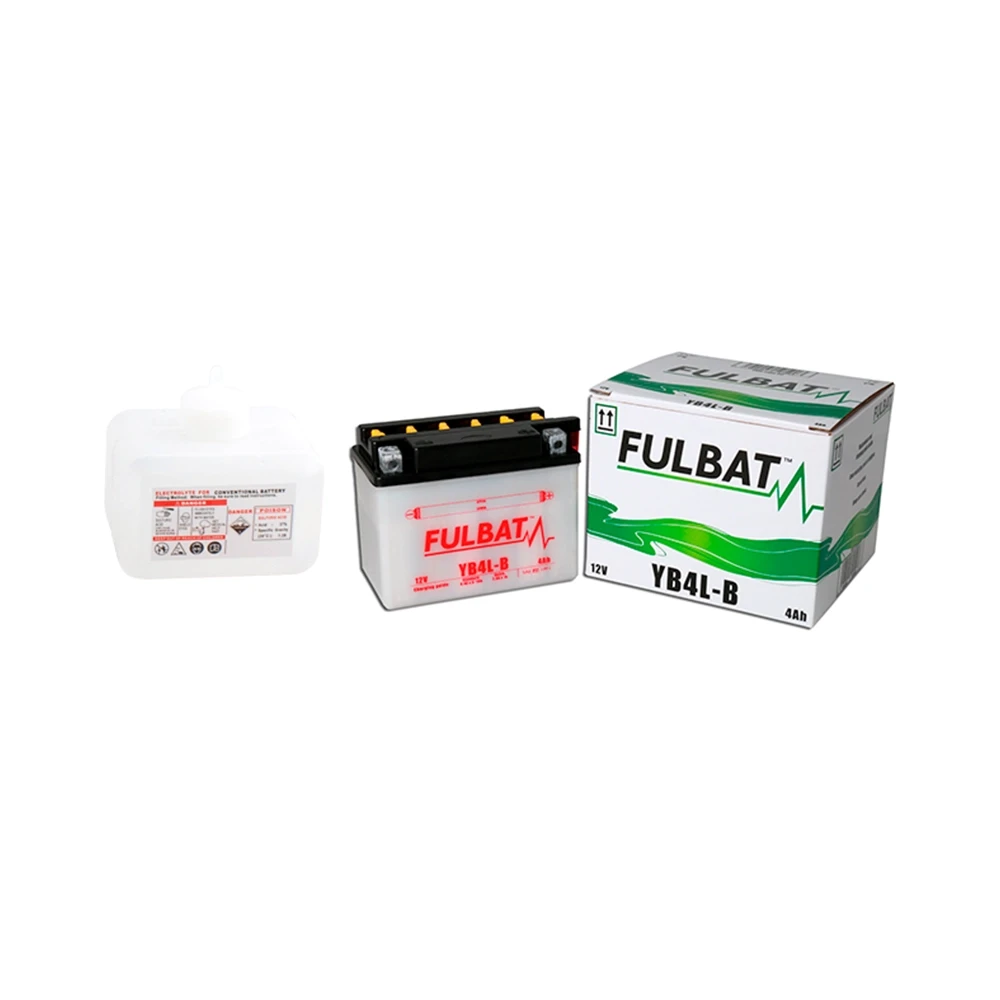Batterie YB4L-B FULBAT ouverte avec pack acide FB4L-B