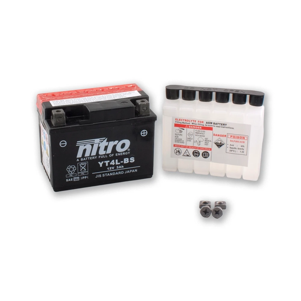 Batterie YTX4L-BS Nitro avec pack acide (YT4L-BS / NT4L-BS)