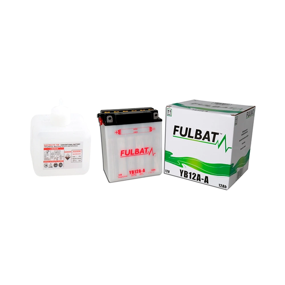 Batterie YB12A-A FULBAT ouverte avec pack acide FB12A-2