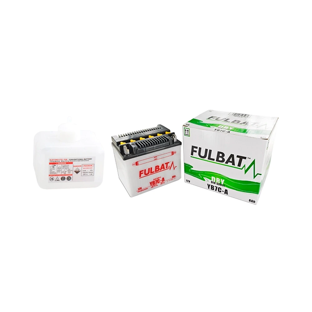 Batterie YB7C-A FULBAT ouverte avec pack acide FB7C-A