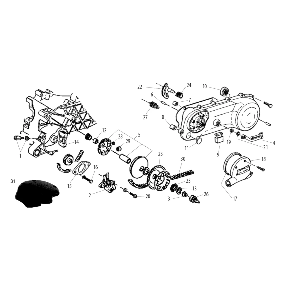 Support pour pompe à huile moteur Piaggio 50cc (No. 15)