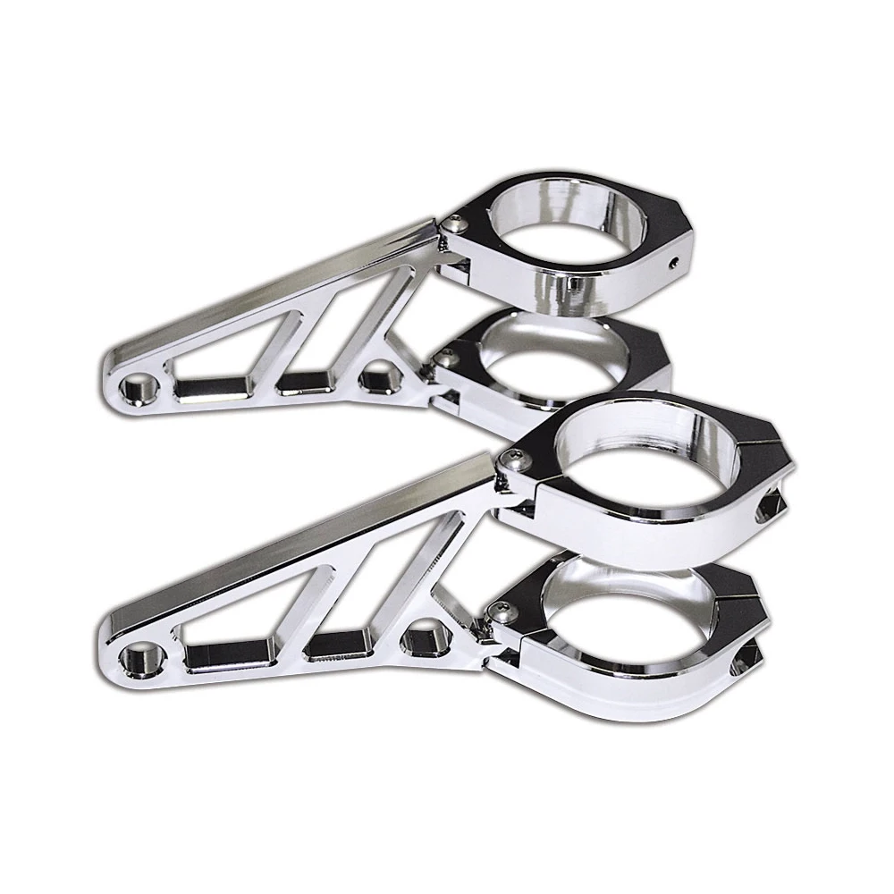 Support de phare HIGHSIDER CNC alu, court, chromé Ø38-41mm