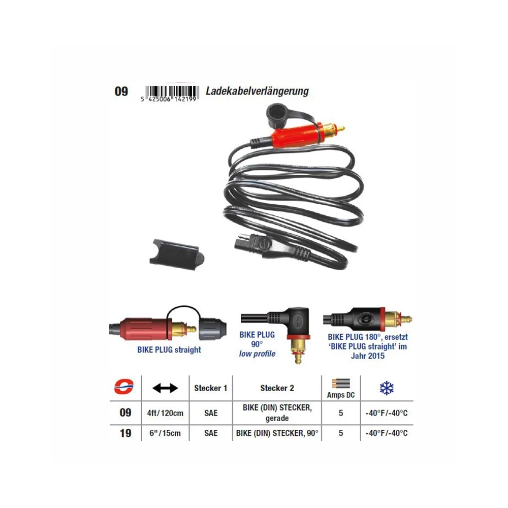 Connecteur tecMATE DIN-standard 90°, moto DIN 4165 12V (OPTI 19)