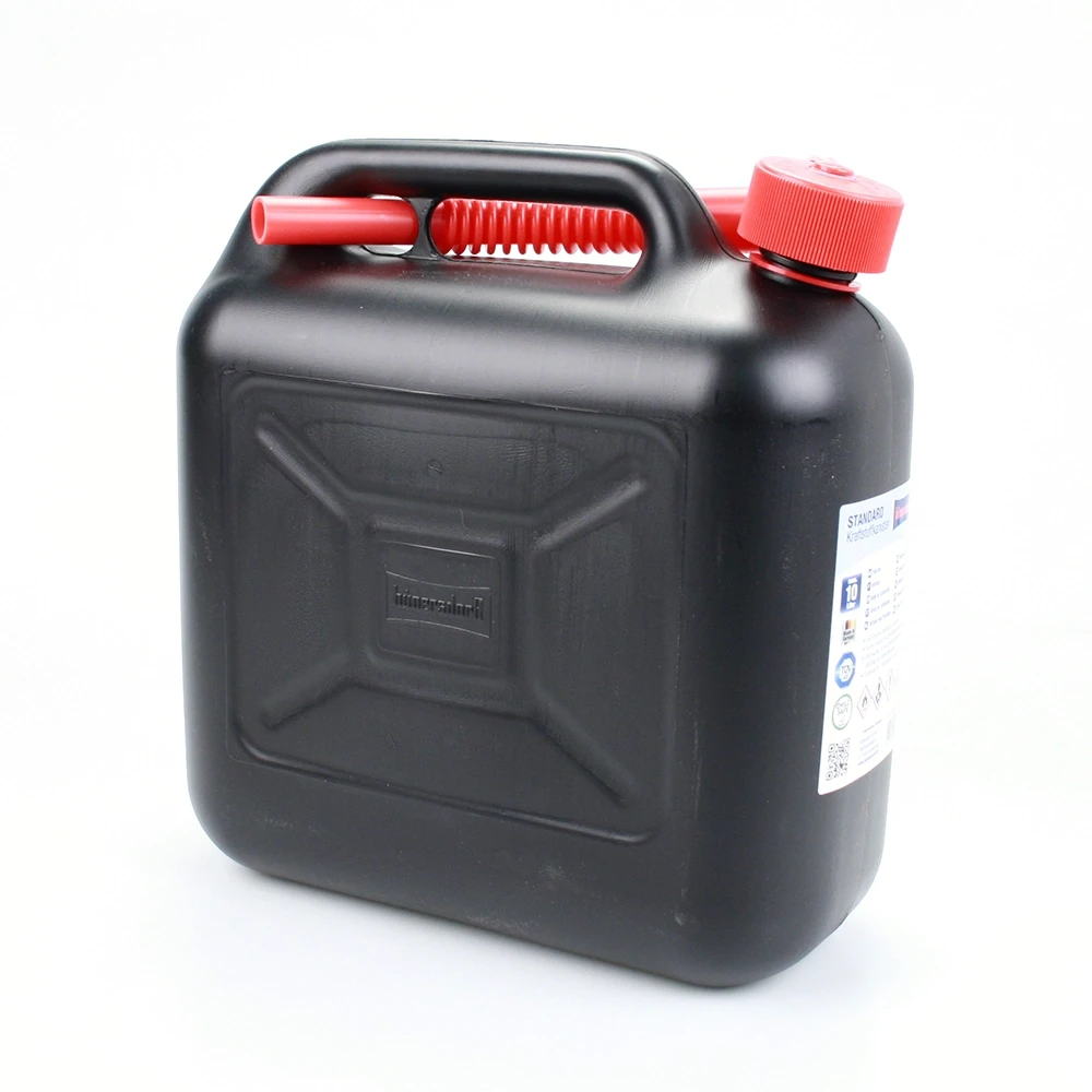 Bidon d'essence hünersdorff STANDARD 10l noir carburant + accessoires rouge