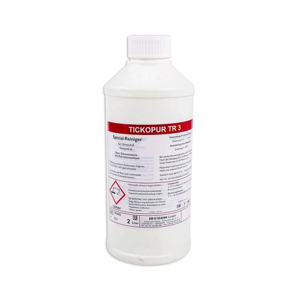 Nettoyant spécial DR H STAMM TICKOPUR TR 3 - ultra-son pour pièces carbu 2lt
