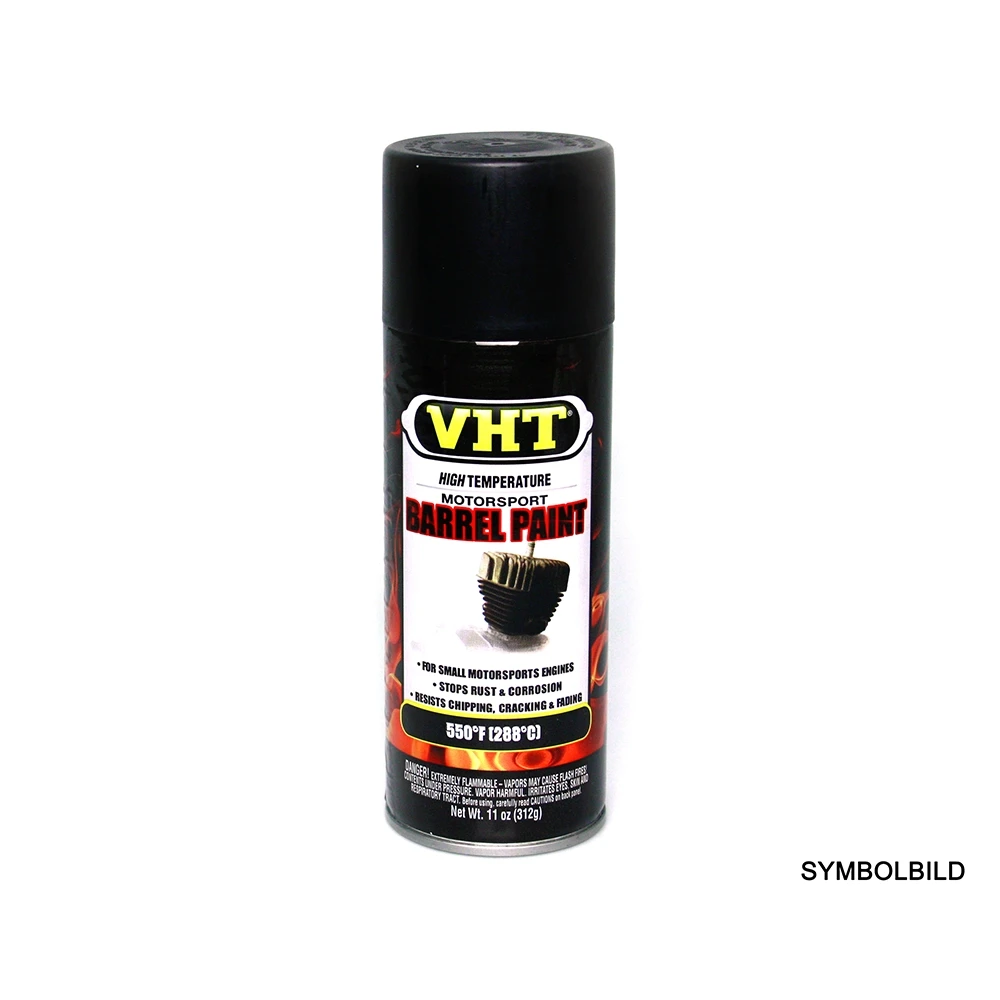 Spray VHT BARREL PAINT pour tête/moteur moto en noir brillant >287°C (400ml)