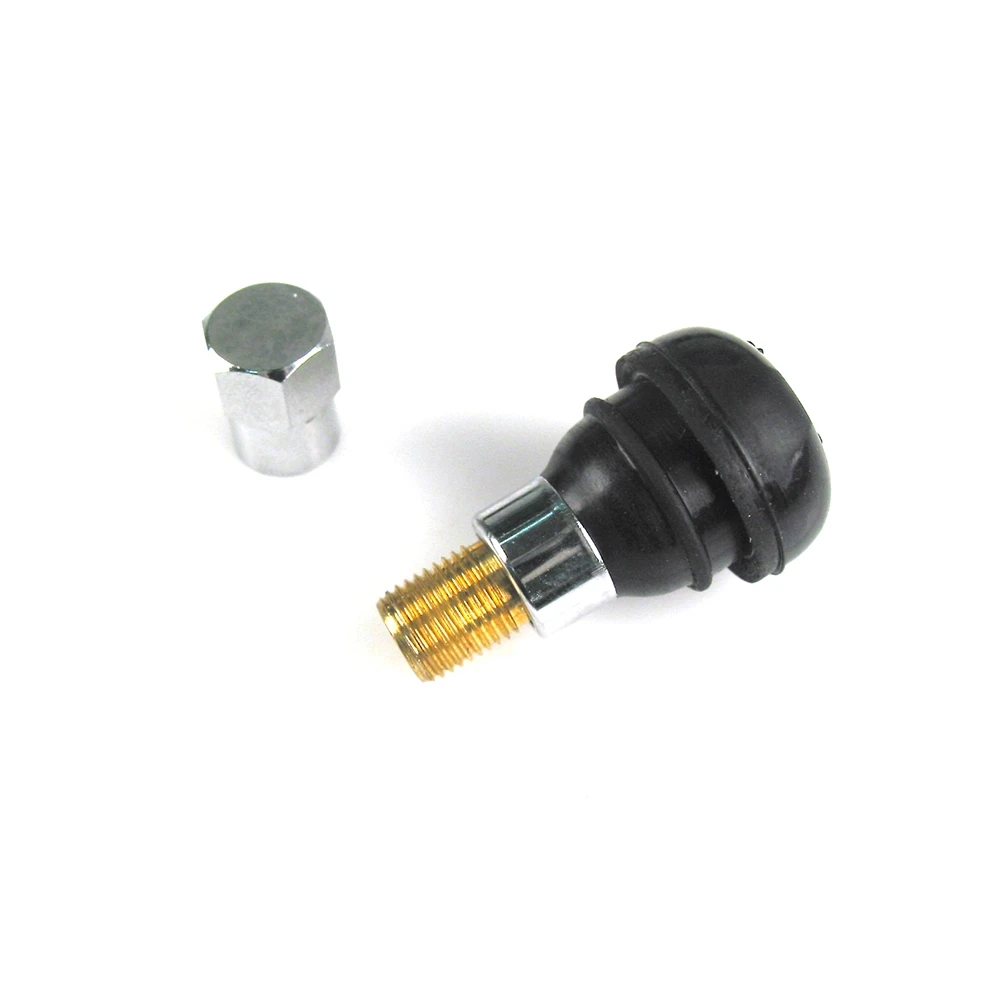 Valve NO NAME droit noir/chromé avec bouchon valve Tubeless