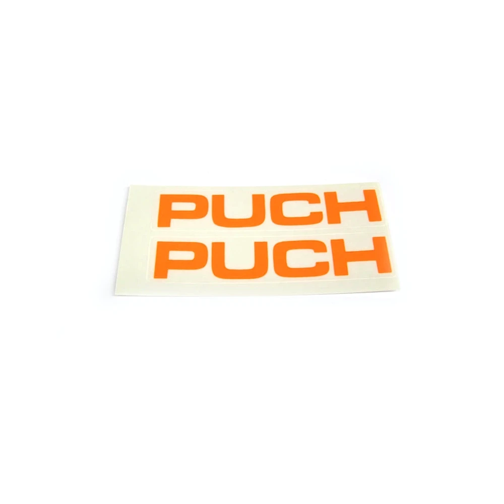 Autocollants PUCH paire logo PUCH réservoir d'essence orange-fluo 118 x 22mm