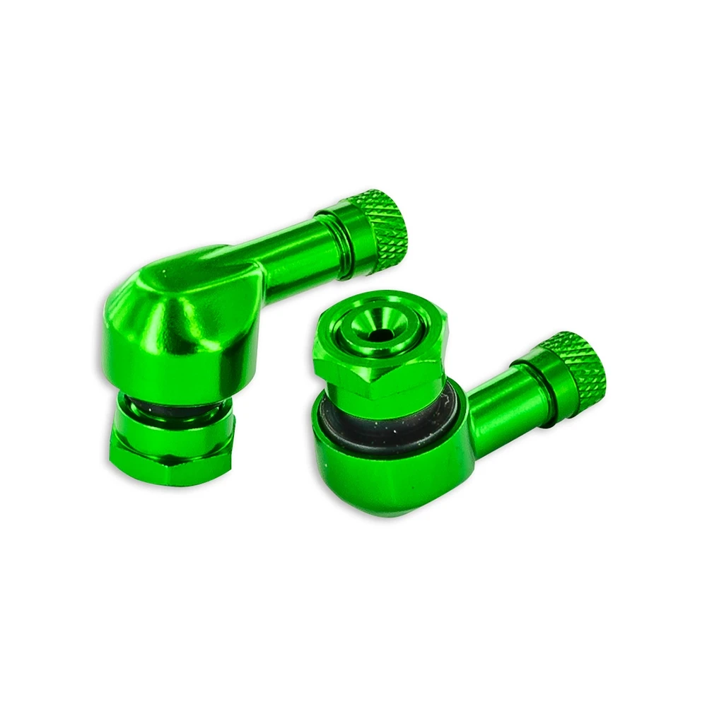 Valve 90° alu vert pour tubeless (2 pcs)
