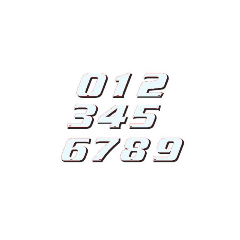 Autocollant dossard 3, taille 115mm, blanc