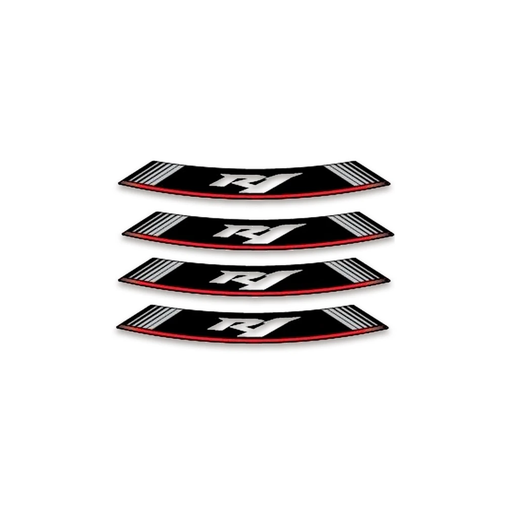 Autocollant pour jante R1 blanc-rouge-noir (8 pcs)