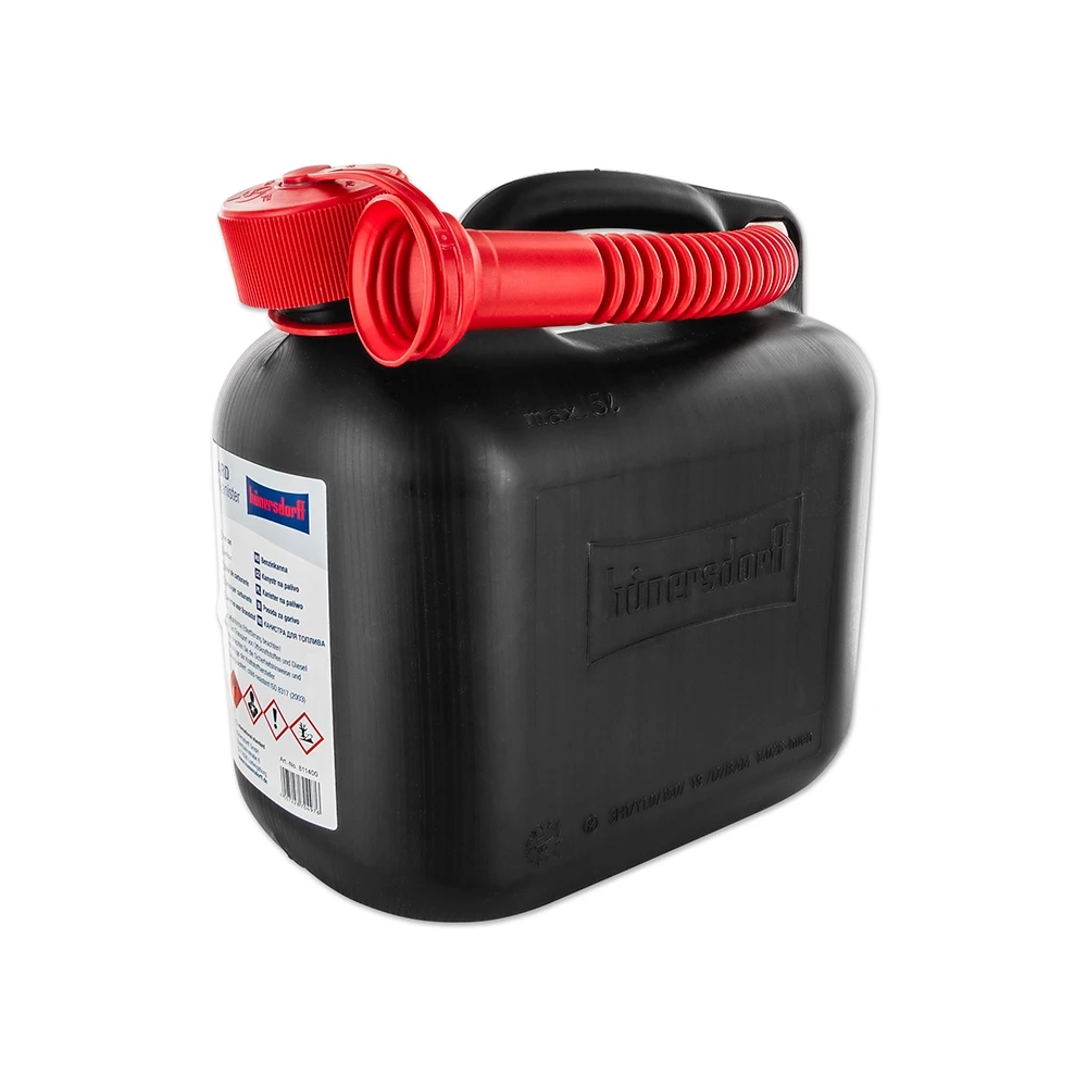 Bidon d'essence avec bec verseur (5 litre) noir/rouge