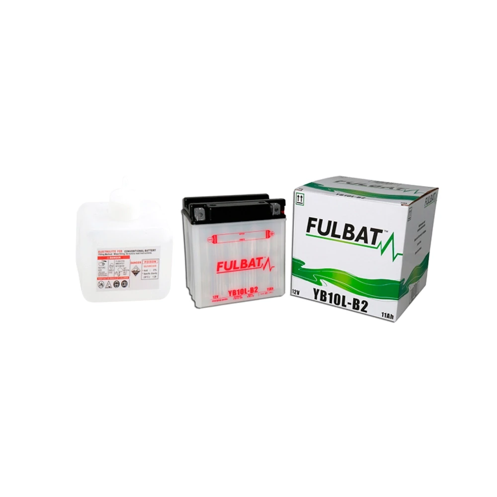 Batterie YB10L-B2 FULBAT ouverte avec pack acide FB10L-B2