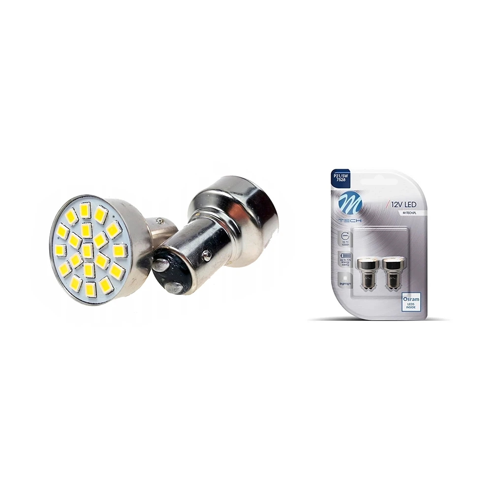 Ampoule phare arrière LED blanc (19 SMD Leds) 12V 5W BAY15d 2pcs