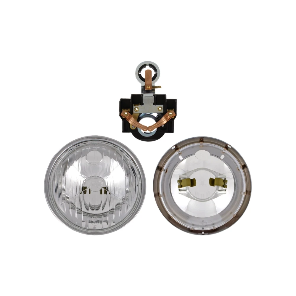 Insert de phare avec anneau chromé et porte-lampe 110mm Piaggio Vespa GL 59-60
