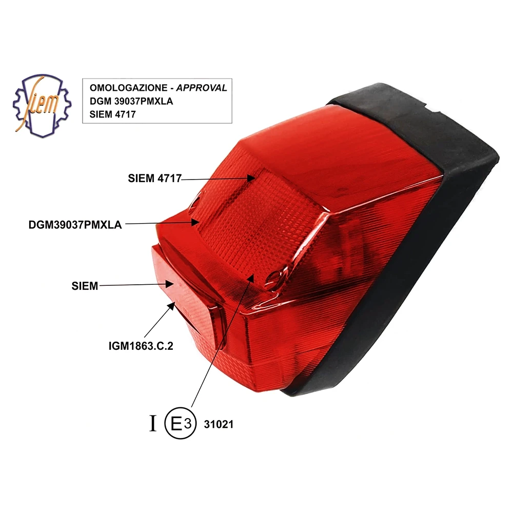 Feu arrière Piaggio Vespa PX 125-150/P200E rouge CE