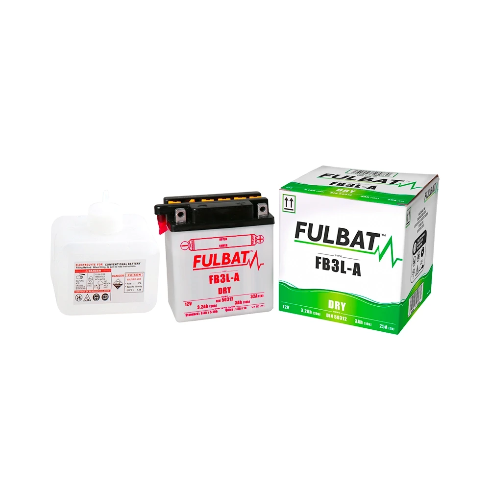 Batterie YB3L-A FULBAT ouverte avec pack acide FB3L-A