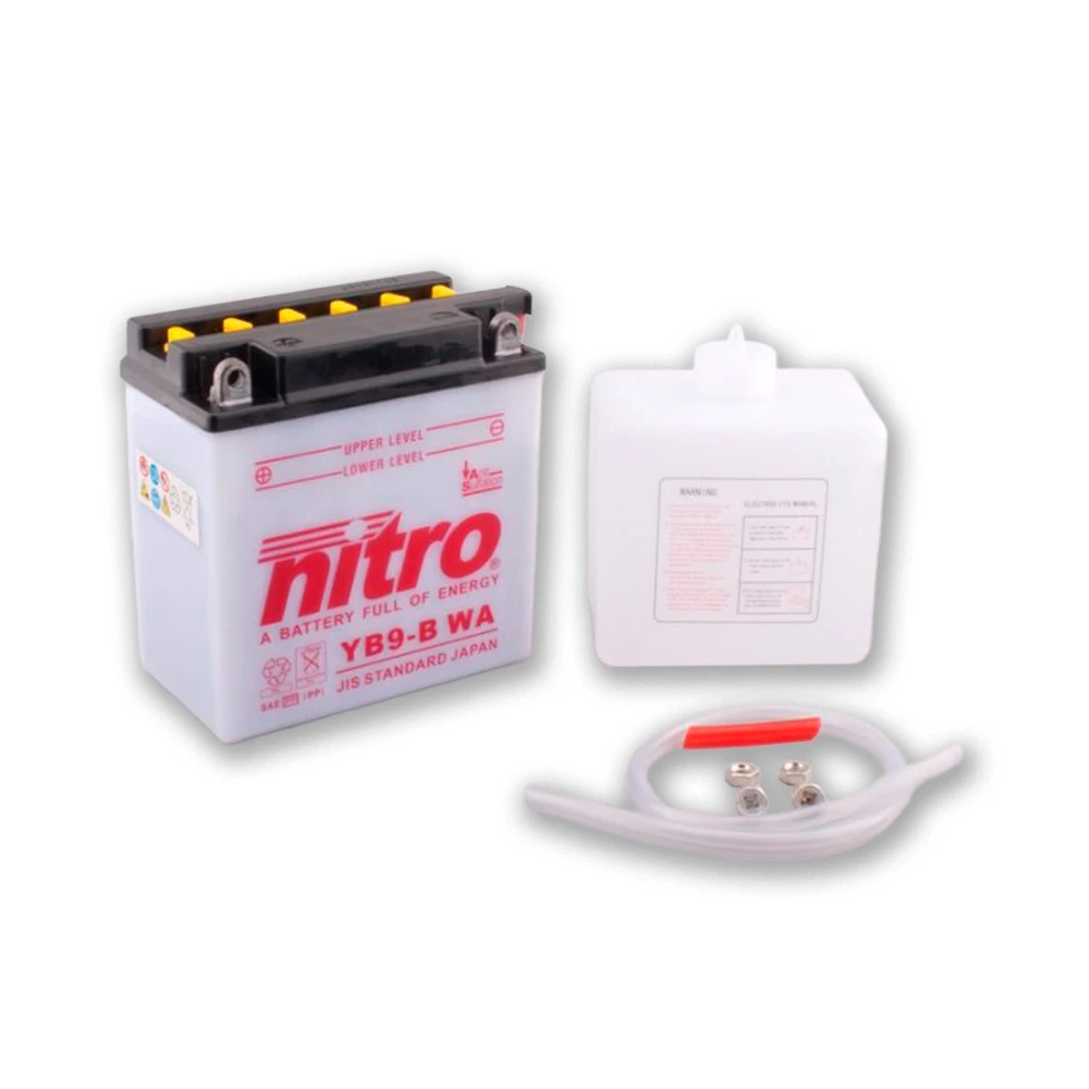 Batterie YB9-B Nitro ouverte avec pack acide (NB9-B WA)
