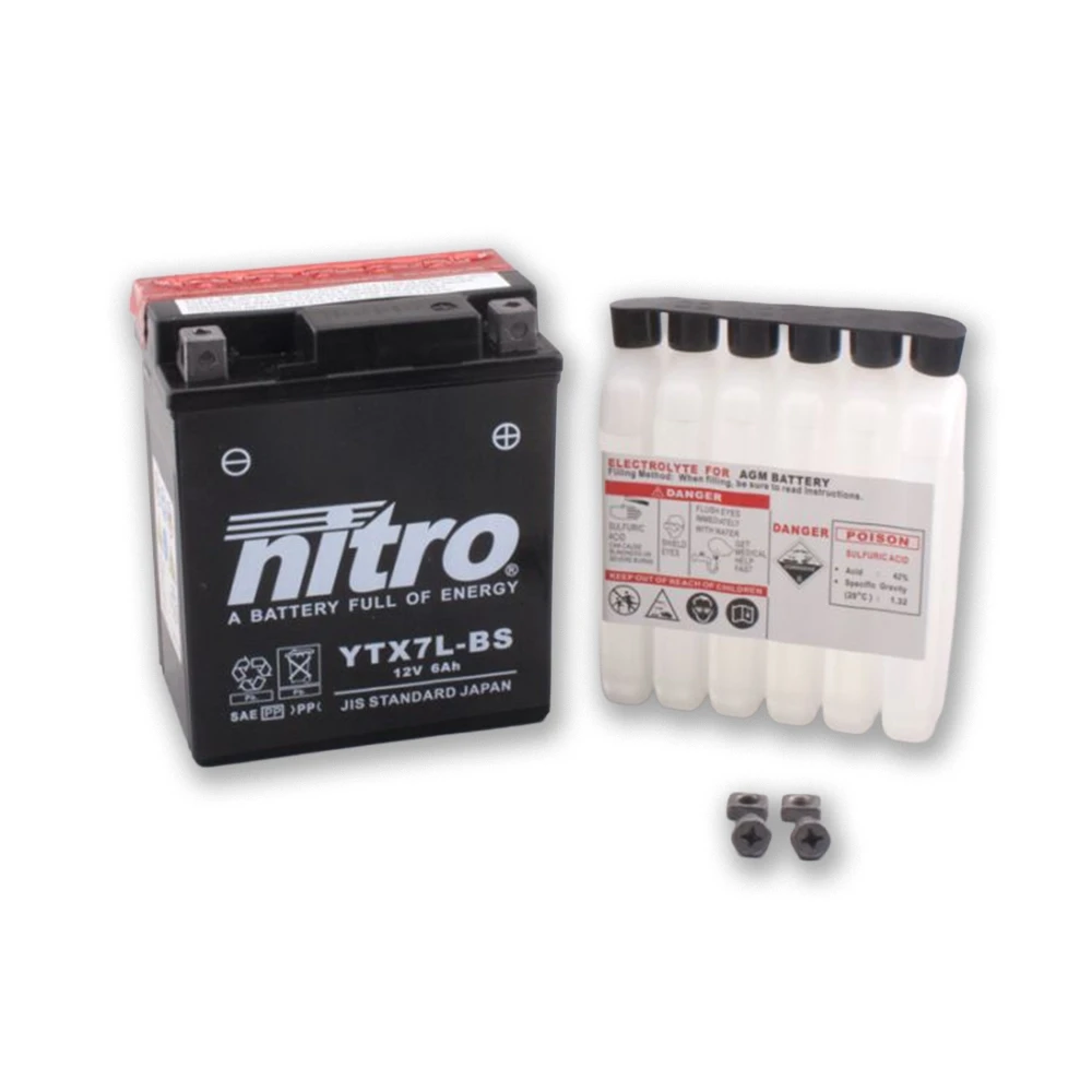 Batterie YTX7L-BS Nitro ouverte avec pack acide (NTX7L-BS)