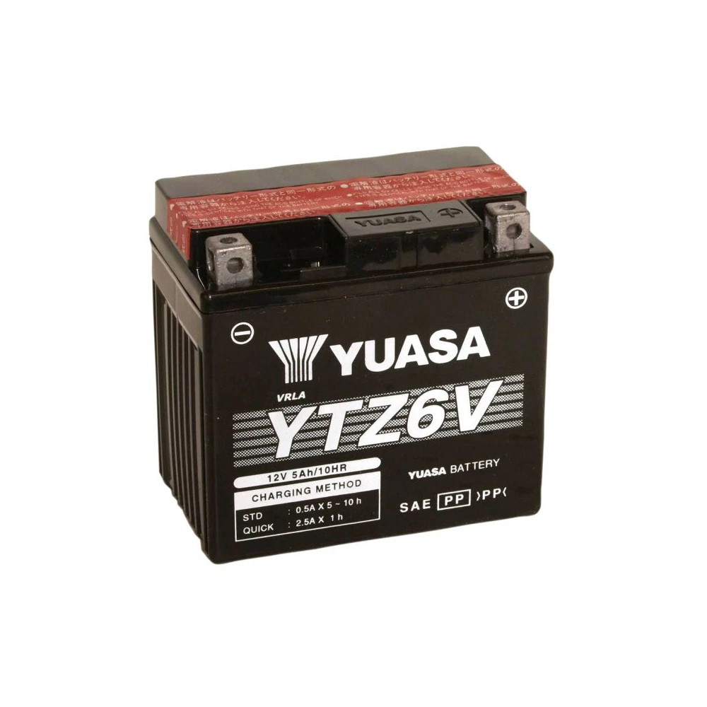 Batterie YTZ6V Yuasa ouverte avec pack acide