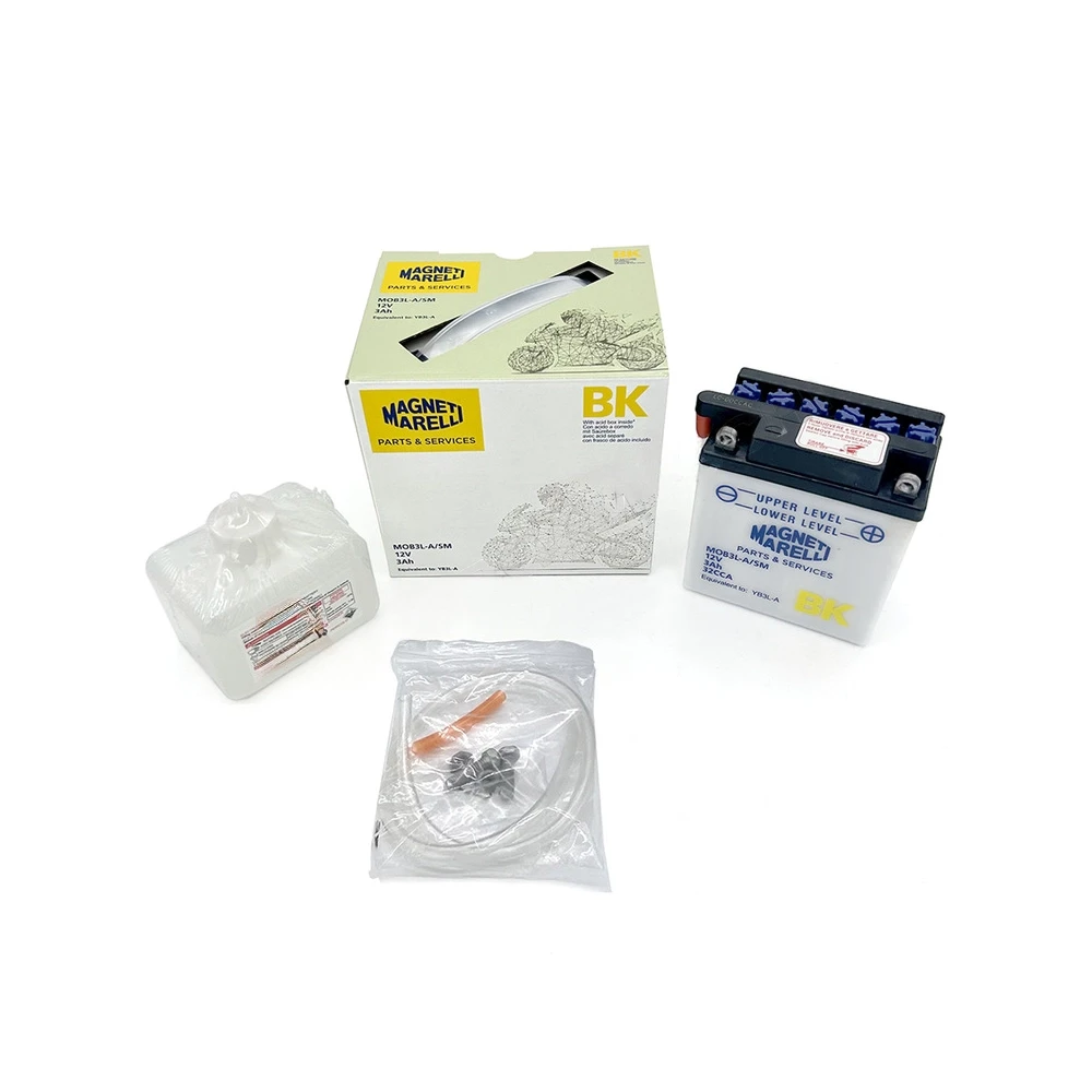 Batterie YB3L-A  MAGNETI MARELLI ouverte avec pack acide MOB3L-A-SM