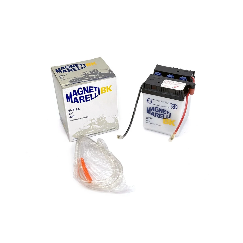 Batterie 6N4-2A MAGNETI MARELLI ouverte avec pack acide 6N4-2A-SM
