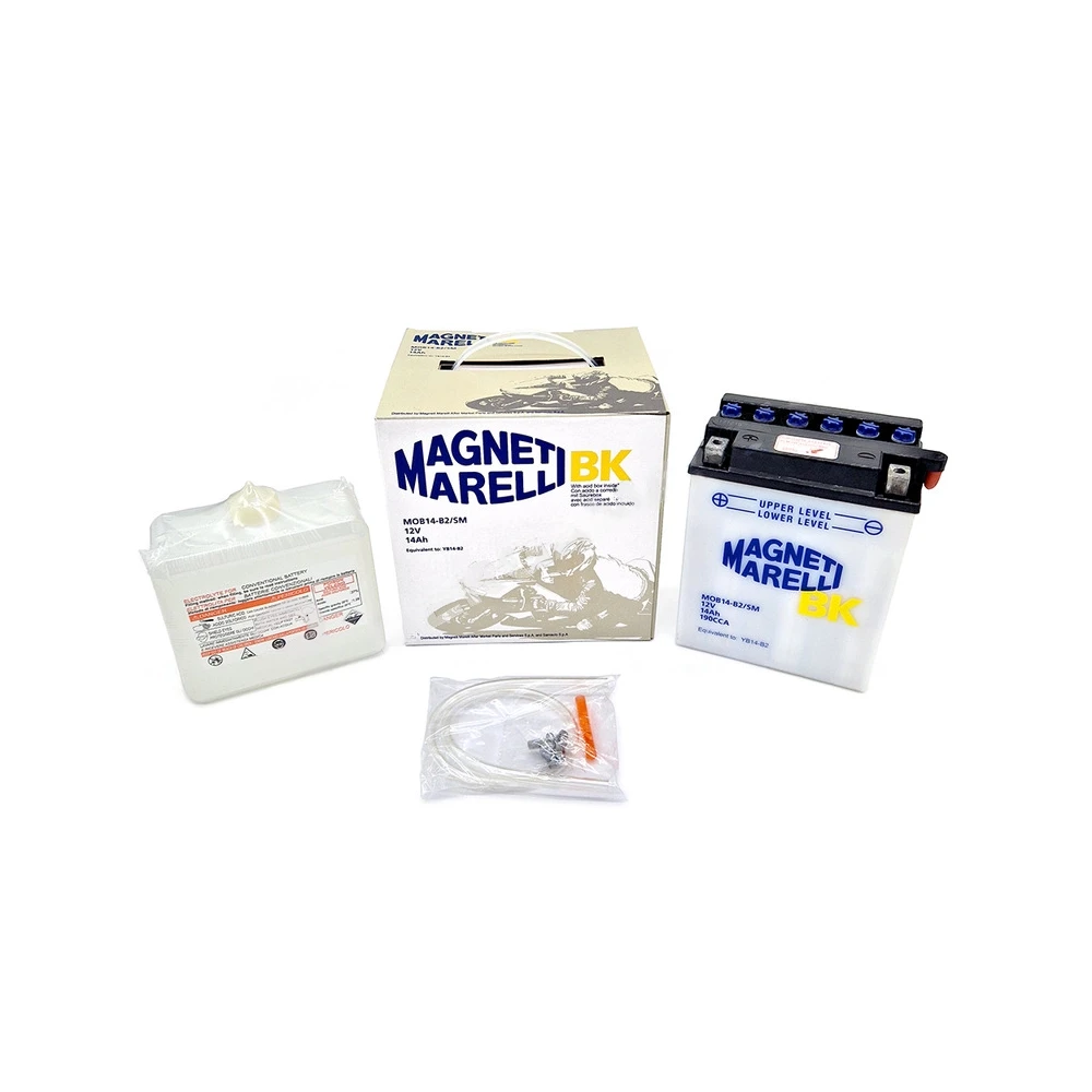 Batterie YB14-B2 MAGNETI MARELLI ouverte avec pack acide MOB14B-2-SM