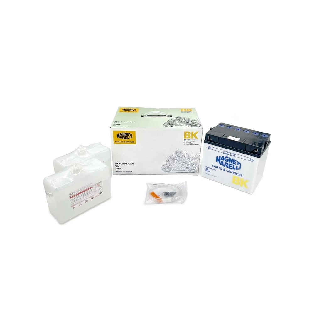 Batterie Y60-N30-A MAGNETI MARELLI ouverte avec pack acide MO60-N30-A-SM