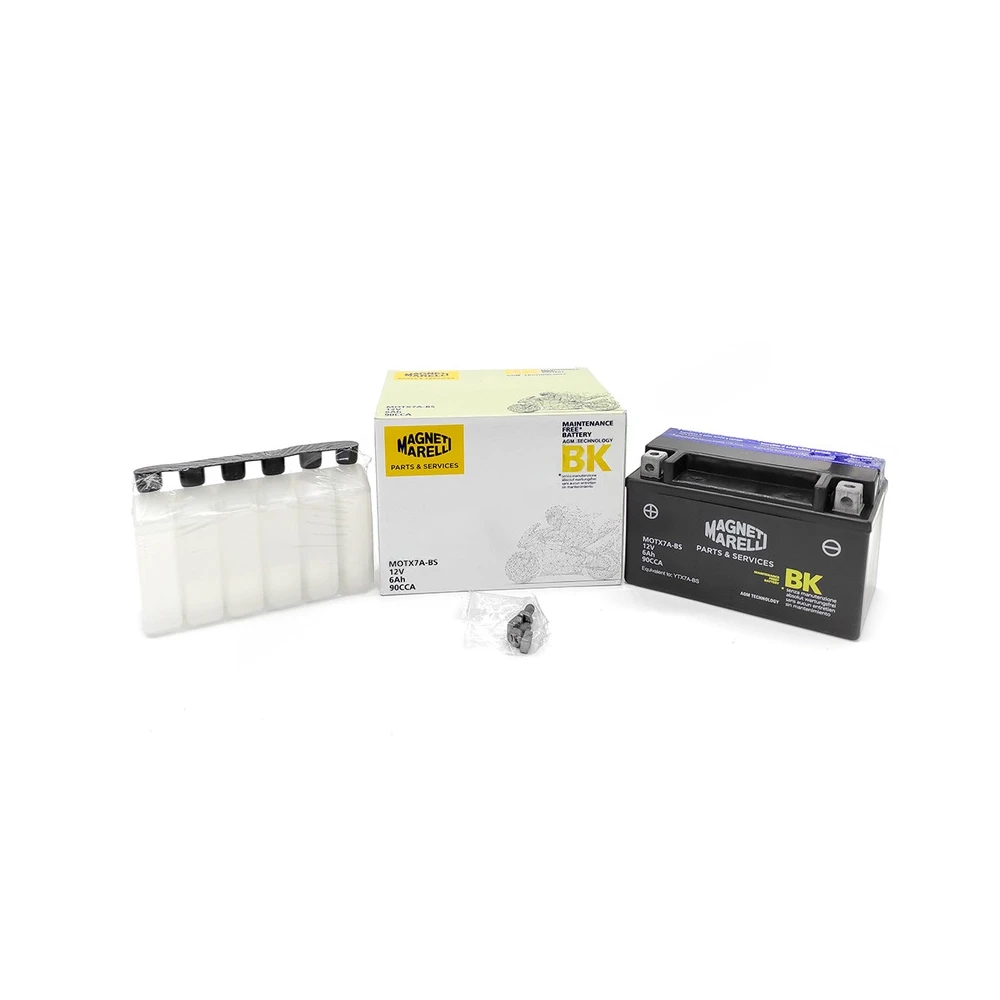 Batterie YTX7A-BS  MAGNETI MARELLI avec pack acide MOTX7A-BS