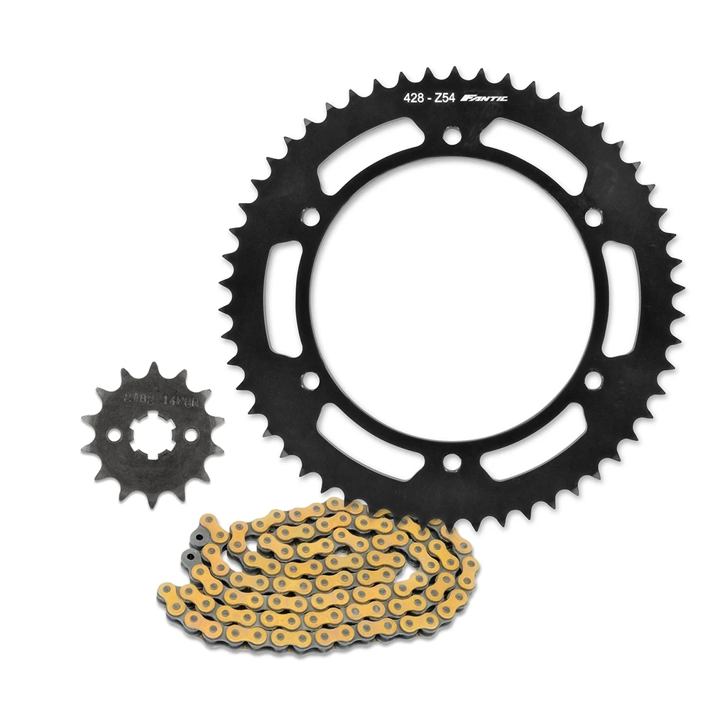 Kit chaîne original 14 x 54 acier-alu, 428 RX3, sans O-Ring, Fantic TL 125 Perf