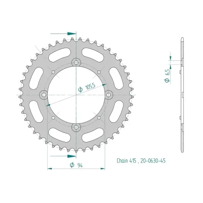 Couronne lisse 45 dents Sachs/Puch