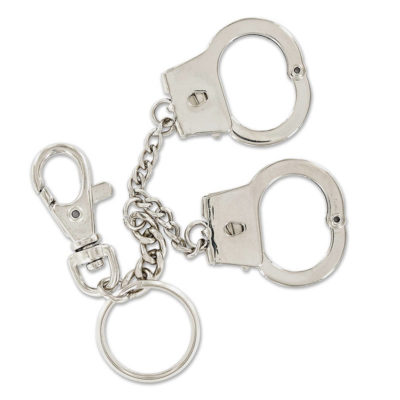 Porte clés menottes acier chromé fermables