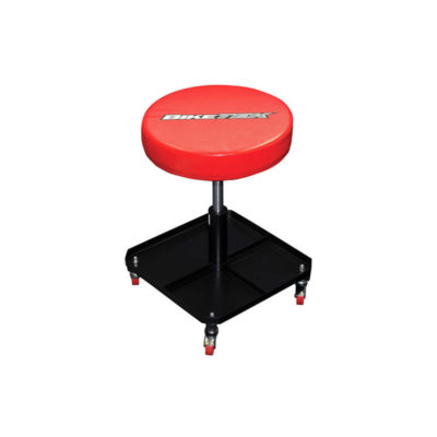 Tabouret d'outils BIKETEK PNEUMATIC noir/rouge sur rouleaux 360°