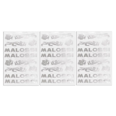 Autocollants Malossi chromé (3 pcs) 11 x 16,8mm