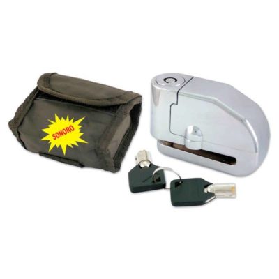 Cadenas bloque-disque 6.6mm avec alarme, chromé